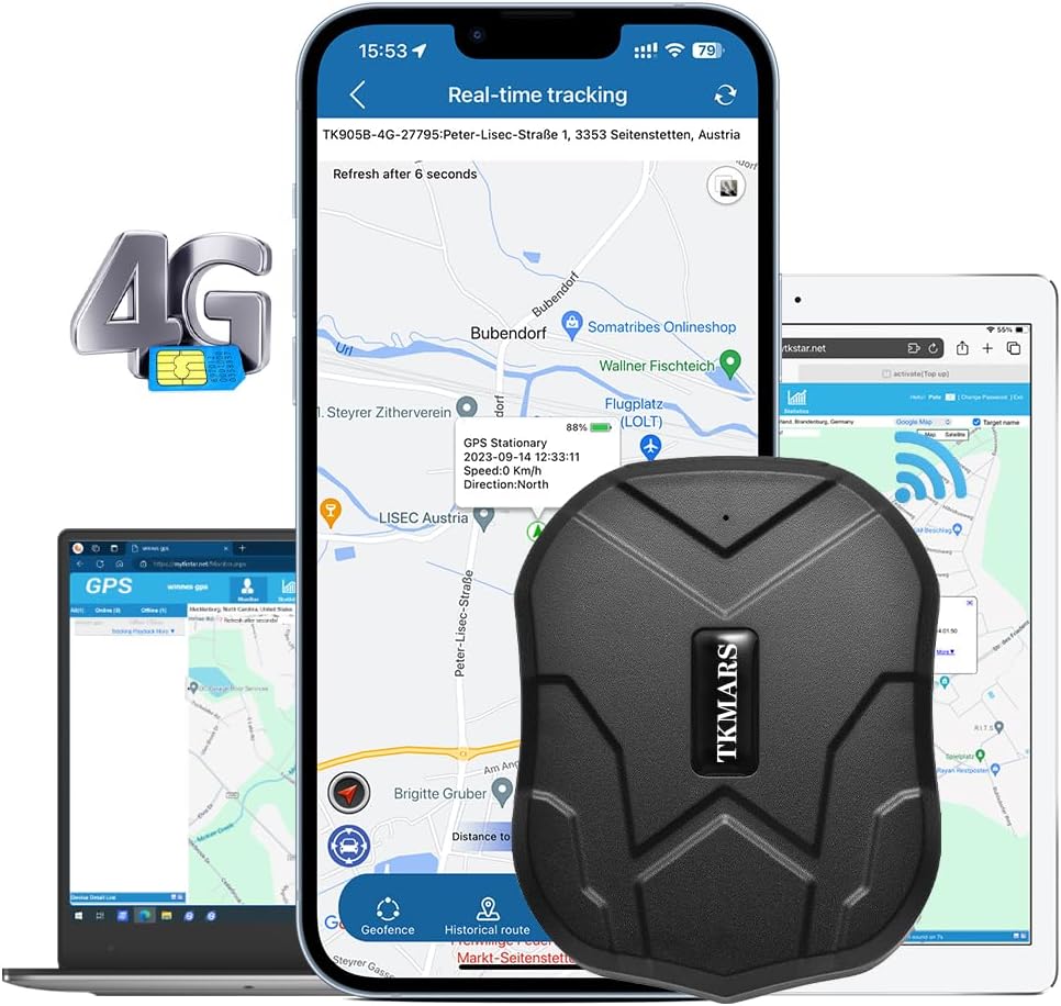 TKMARS TK905 Auto 4G GPS-Tracker, 5000mAh-Akku, funktioniert über SMS/APP/Webplattform ohne ABO, Ver