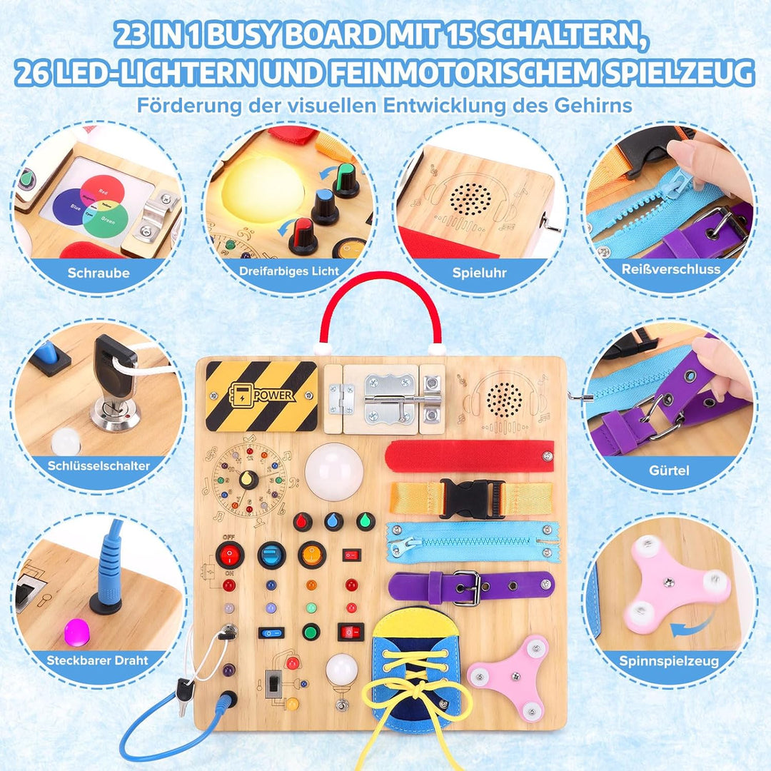 23 in 1 Montessori Spielzeug ab 1 jahr Busy Board Activity Board Spielzeug ab 2 jahre Holzspielzeug