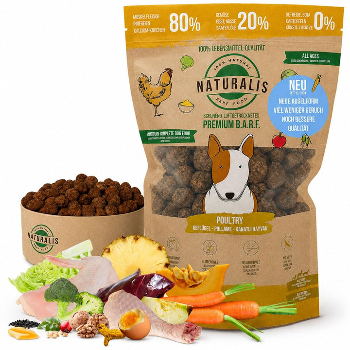 Naturalis Smart 80 Barf Trockenbarf Hundefutter 1 kg Huhn Alleinfuttermittel ohne Zusätze getreidefr