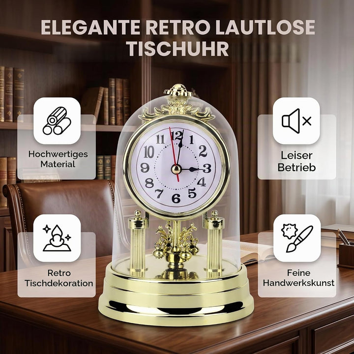 Wakects Kaminuhren Europäischer Stil Retro Tischuhr Antik Leise Tischuhr für Wohnzimmer Schlafzimmer