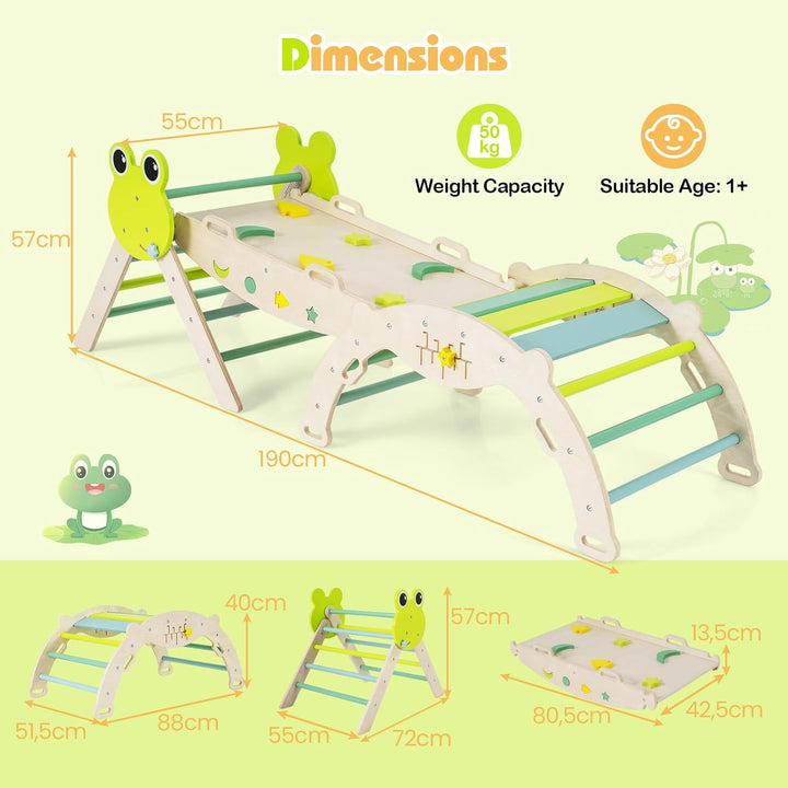 FANTASK 7 in 1 Klettergerüst Indoor, Kletterdreieck 3er Set mit Rutsche, Kletterbogen, inkl. doppels