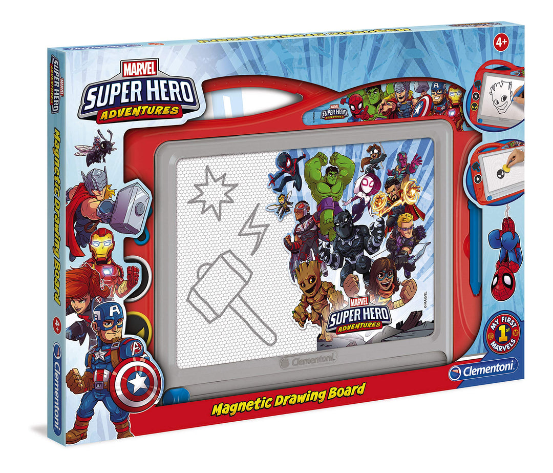 Clementoni 18577 Zaubertafel Marvel Superhelden, magnetische Maltafel zum Zeichnen und Malen, lösch-