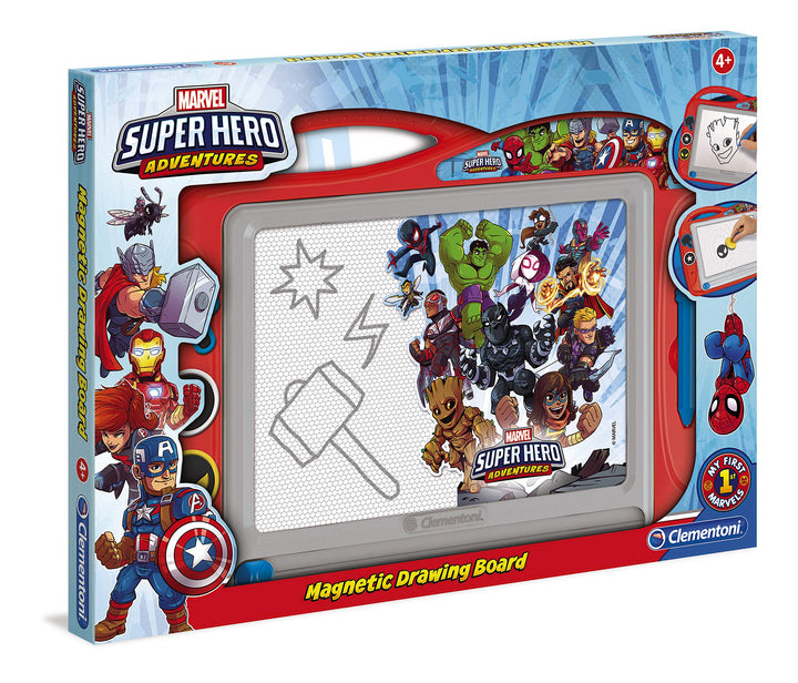 Clementoni 18577 Zaubertafel Marvel Superhelden, magnetische Maltafel zum Zeichnen und Malen, lösch-