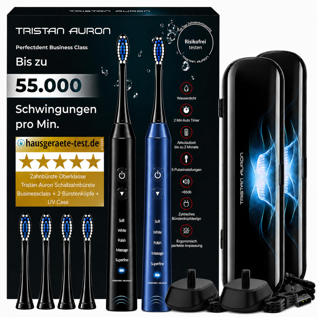 Elektrische Schallzahnbürste 55000 VPM, risikofrei 100 Tage testen | Tristan Auron Business Class Do