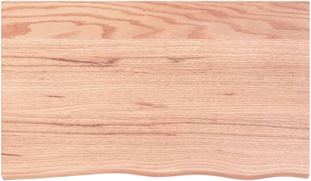 vidaXL Tischplatte Hellbraun 100x60x4 cm Massivholz Eiche Behandelt Hellbraun 100 x 60 x 4 cm, Hellb