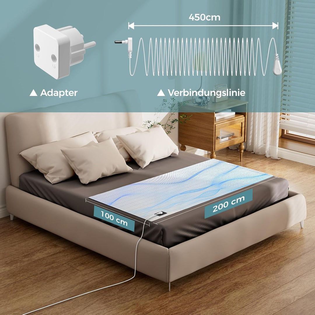 Grounding Mat, Erdungsmatte Erdungslaken fürs Bett, 95% Bio-Baumwolle + 5% Reine Silberfaser, ideal