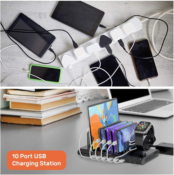 Alxum 120W USB Ladestation Mehrere Geräte mit QC 3.0 Schnellladung,USB Multi Ladestation mit PD 45W
