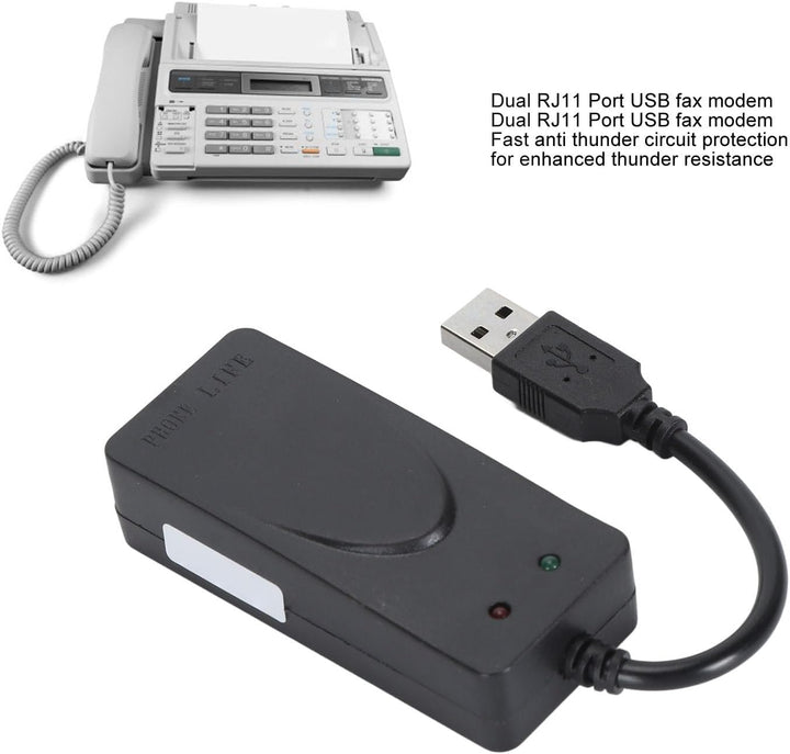 Externes USB-56K-DFÜ-Faxdatenmodem mit RJ11-Kabel für 98/2000/XP/Vista, für 11/10/8/7, 32/64 Bit, fü