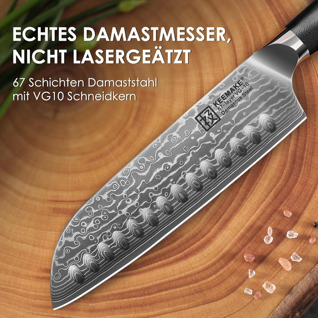 KEEMAKE Santoku Messer Kochmesser Küchenmesser - 7 Zoll Küchenmesser 17,8cm Santokumesser Allzweckme
