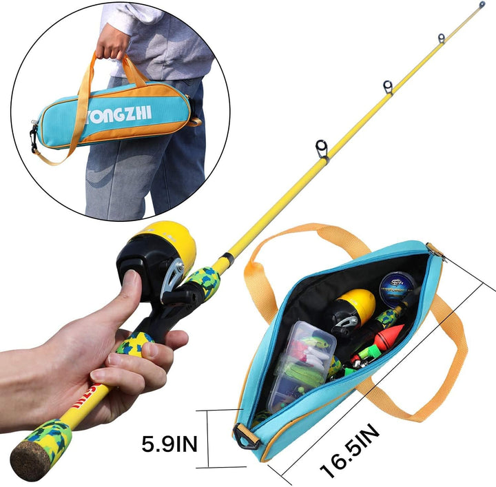 Sougayilang Kinder-Angelruten, tragbare Teleskop-Angelrute und Spulenkombination, mit Angelschnur, S