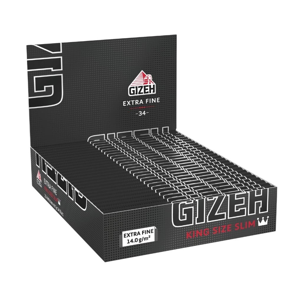 GIZEH BLACK King Size Slim Blättchen zum Selbstdrehen - Packung mit Magnetverschluss, recyclebar - 2