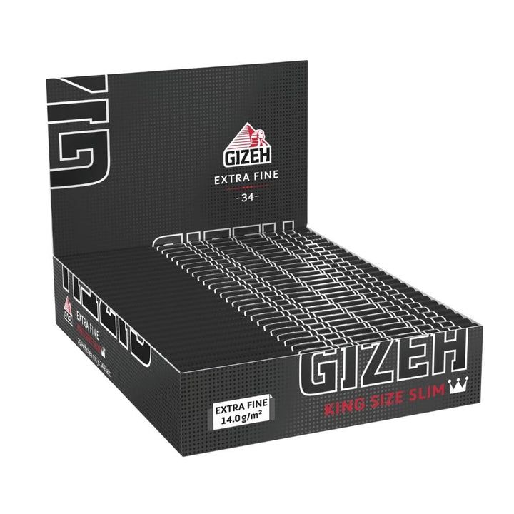GIZEH BLACK King Size Slim Blättchen zum Selbstdrehen - Packung mit Magnetverschluss, recyclebar - 2