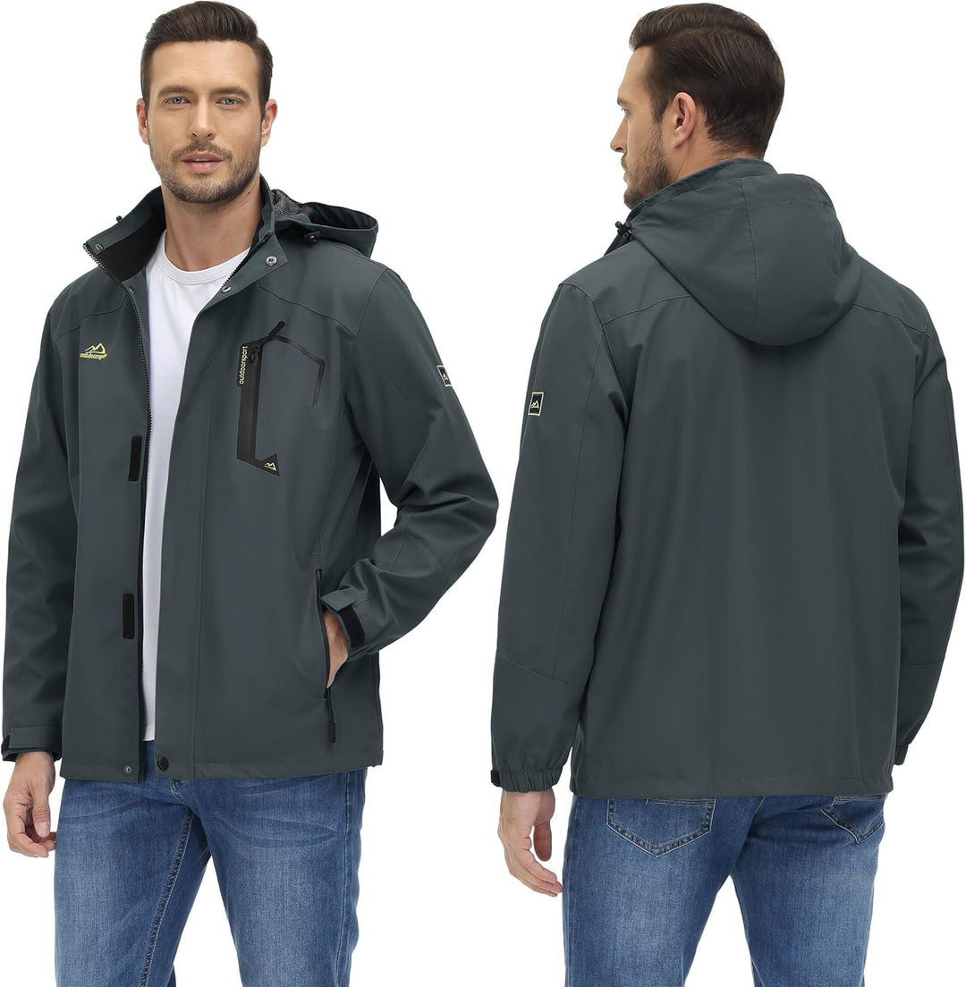 TACVASEN Herren Outdoorjacke Leicht Wasserabweisend Wanderjacke Übergangsjacke Funktionsjacke mit Ab