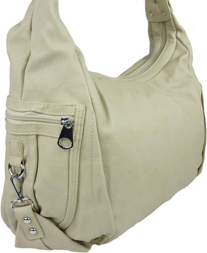 Sunny Girl 'Linda' 0259 grosse Damen Tasche, Schultertasche in 6 Farben 37x30x17 Beige Stone, Beige