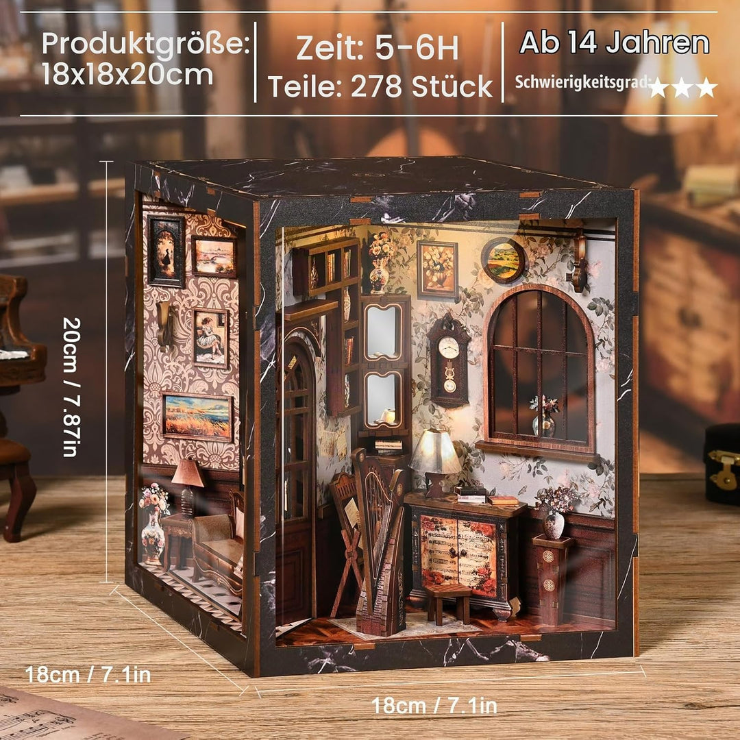 Book Nook Kit für Erwachsene - CRIOLPO DIY Miniatur Haus Holzpuzzle 3D Puppenhaus - Buchstütze für B