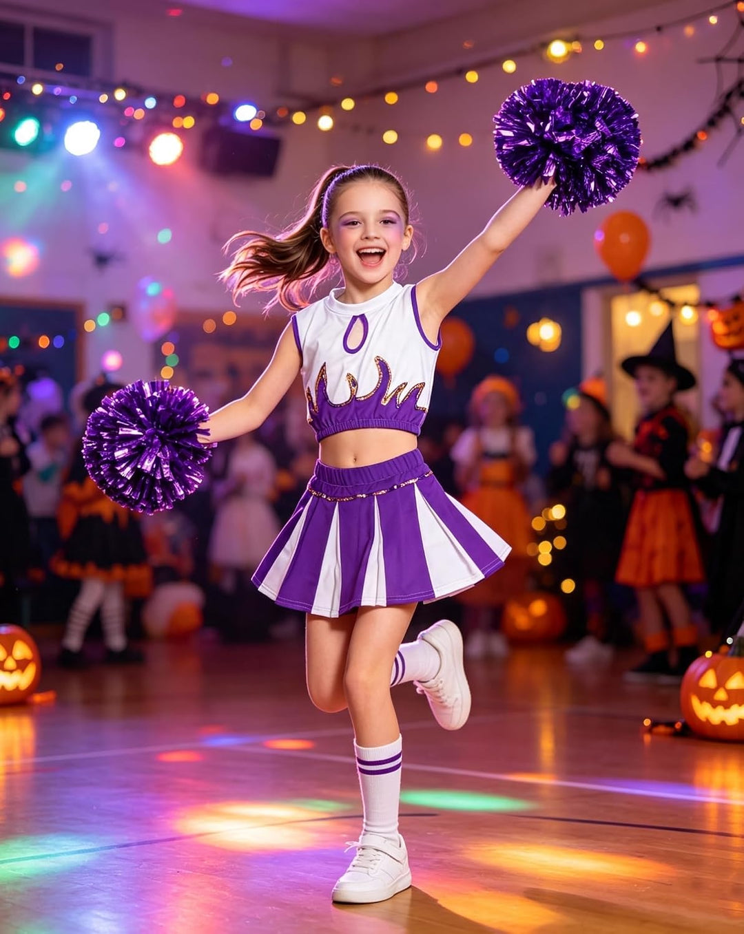 LOLANTA Mädchen Cheerleader Kostüm Schulkind Cheer Kostüm Outfit Karneval Kostüm Violett 164-170, Vi