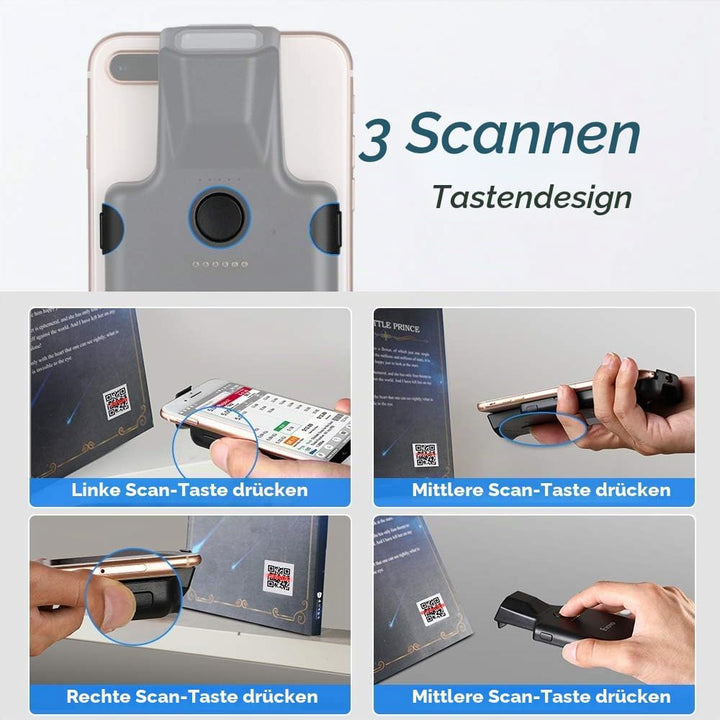 Eyoyo 2D Tragbar Bluetooth Tragbar Barcode Scanner, Back Clip Kabellos 1D Qr Barcode Leser Mit Bluet