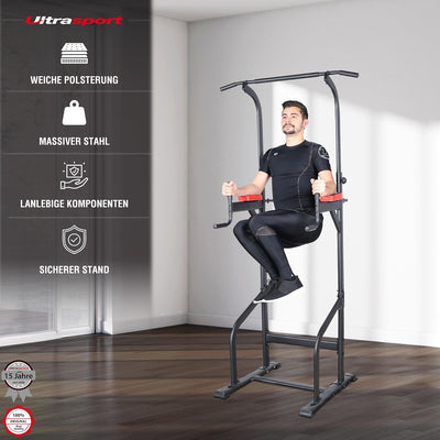 Ultrasport Power Tower/Power Rack, multifunktionale Kraftstation, für ein vielseitiges Training, Lat