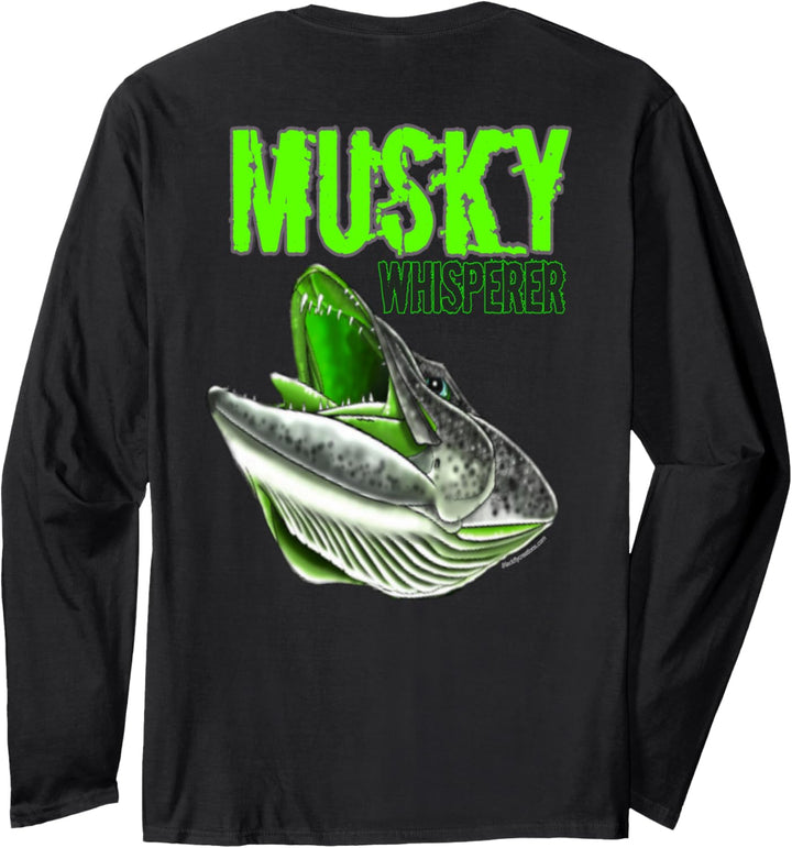 Black Fly Custom (vorne hinten) Moschusflüsterer-Angelhemden Langarmshirt