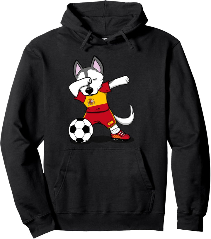 Dabbing Husky Dog Spanien Fussball Fans Trikot Spanischer Fussball Pullover Hoodie