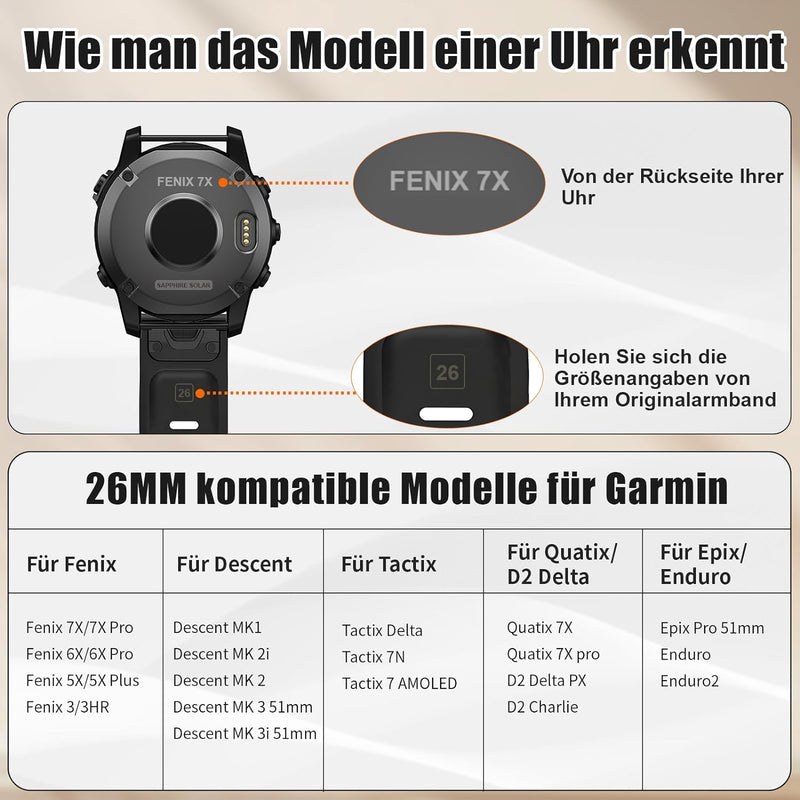 NotoCity 26mm Armband Kompatibel mit Fenix 7X Silikon Armband of 7 Pack Quick Fit für Fenix 5X /