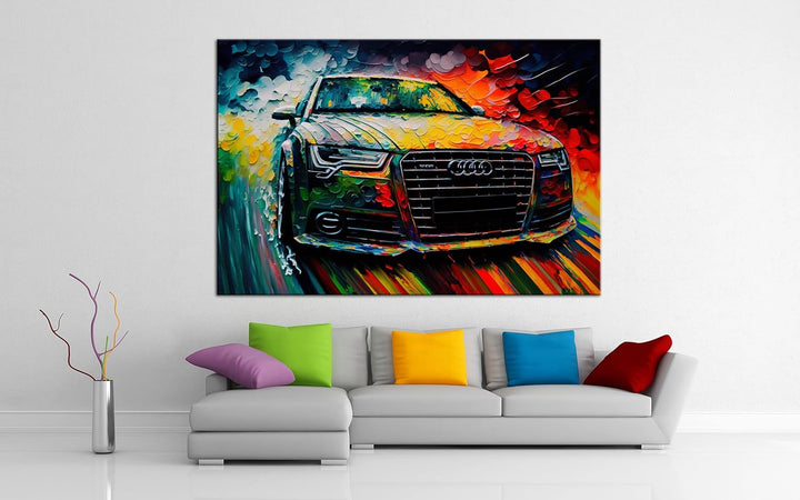PRINTONIA Leinwand-bild 120x80cm Audi RS Abstrakt Art Sportwagen Automobil Bilder Deko Dekoration Wa