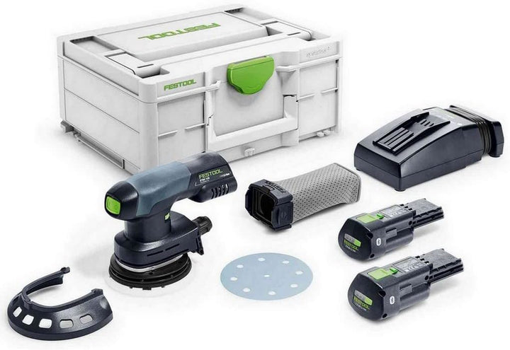 Festool Akku-Exzenterschleifer ETSC 125 3,0 I-Plus (mit Akkupacks BP 18 Li 3,0, Schnellladegerät, Sc