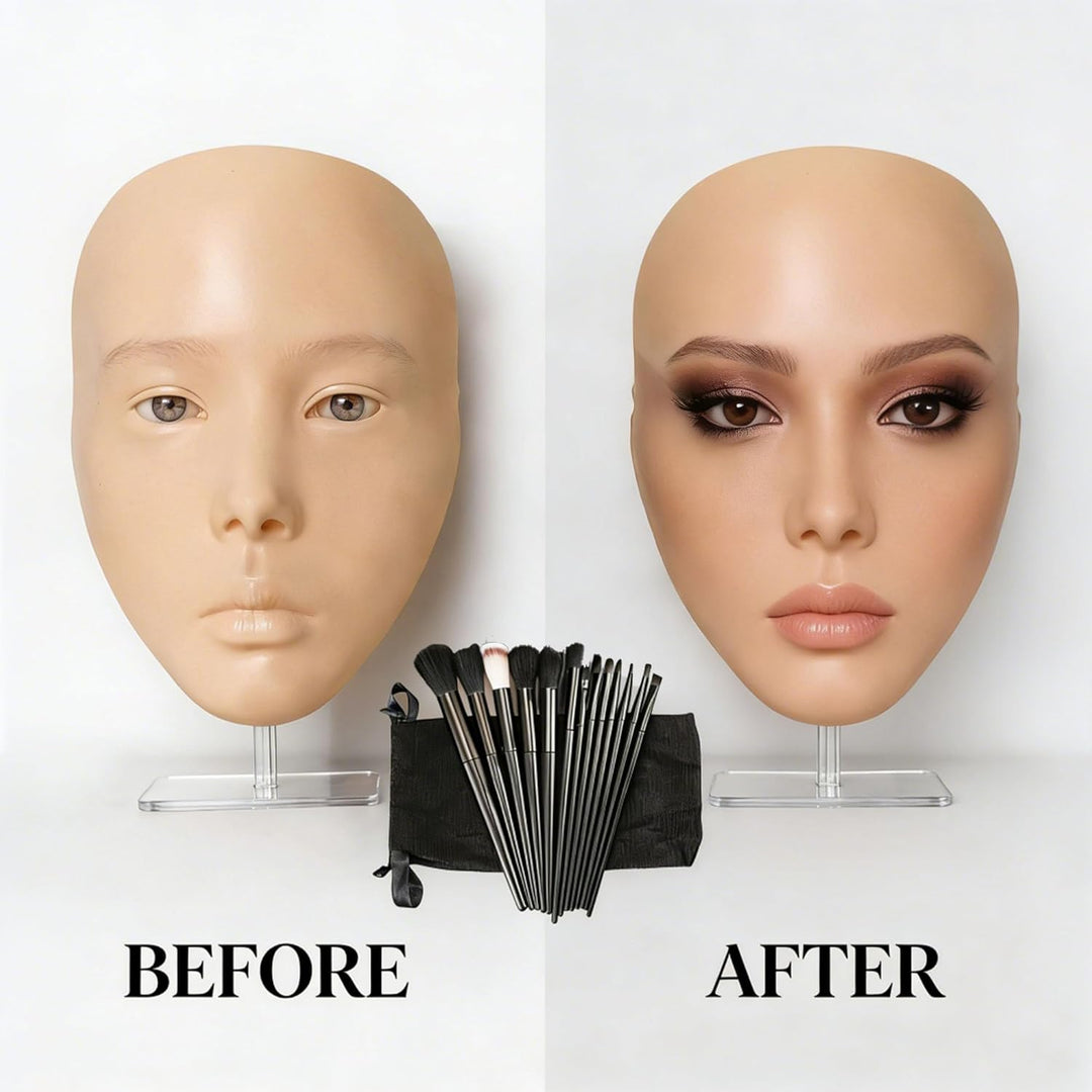 Make-up Trainieren Bausatz,silikon gesicht, Professionelle Mannequin Kopf Set, Wiederverwendbare Sil