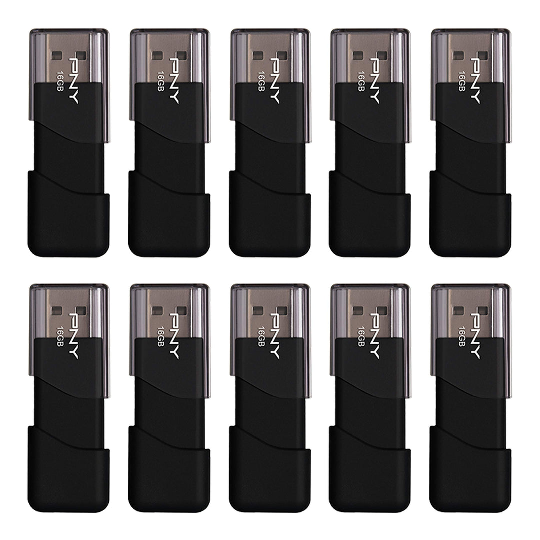 PNY Attaché 3 USB-Speicherstick (16 GB, USB 2.0, 10 Stück, schwarz (P-FD16GX10ATT03-MP) 16 GB / 10er