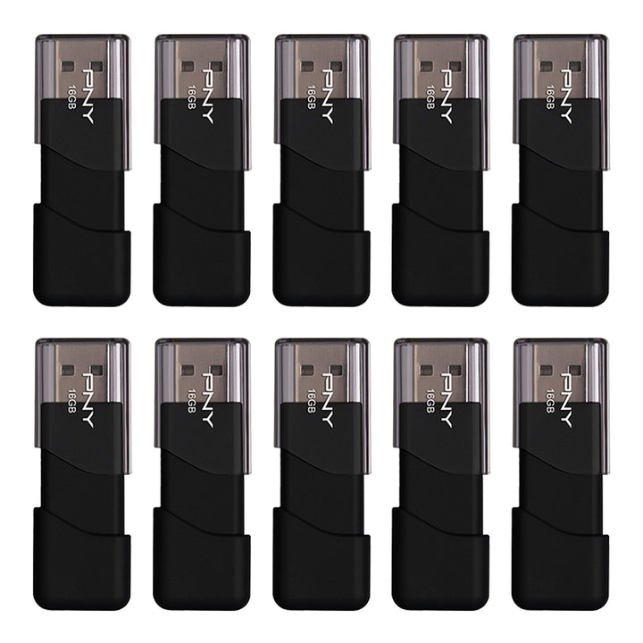 PNY Attaché 3 USB-Speicherstick (16 GB, USB 2.0, 10 Stück, schwarz (P-FD16GX10ATT03-MP) 16 GB / 10er