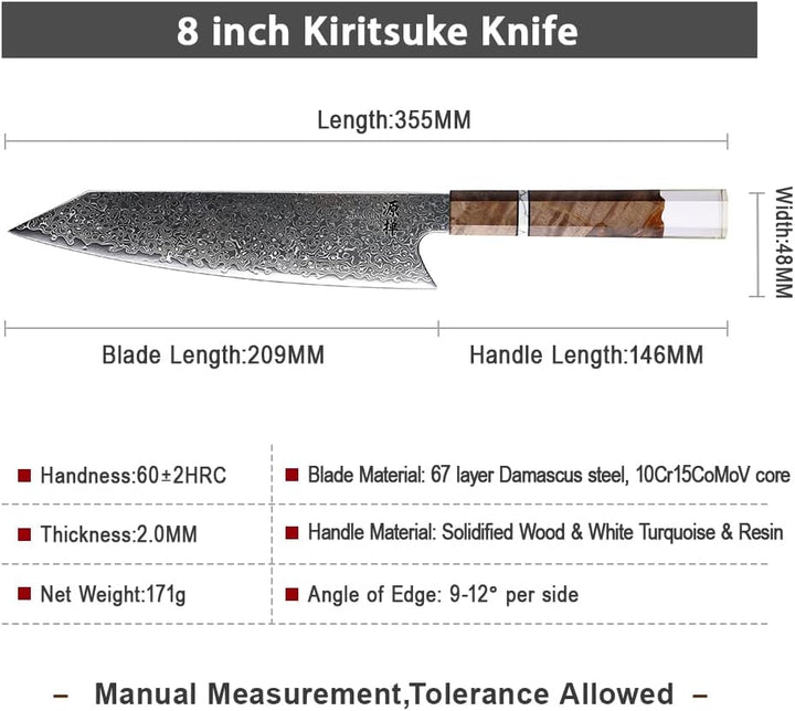 Kokuga Damastmesser – VG10 Damaststahl, 67 Lagen – Rasiermesserscharfe Klinge – Ergonomischer Griff