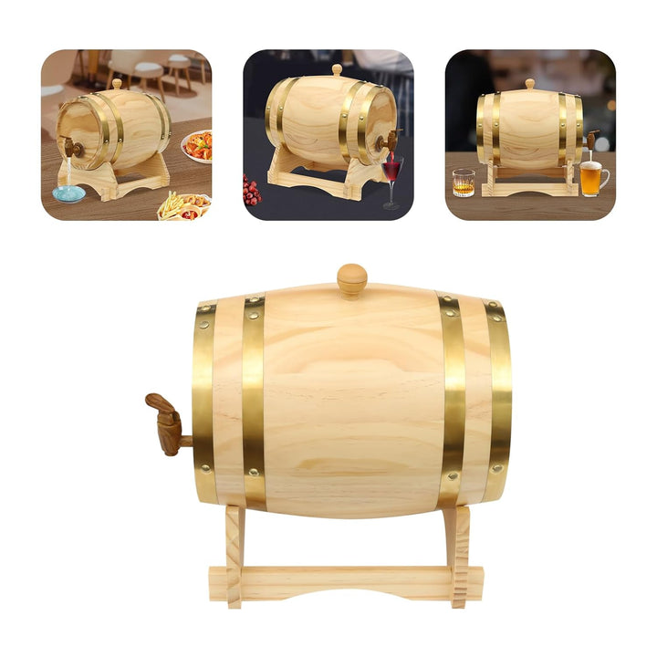MINRS Holzfass Klein Eichenfass 5L Whiskyfass aus Holz Eichenweinfass Whiskyfass mit Bock & Zapfhahn