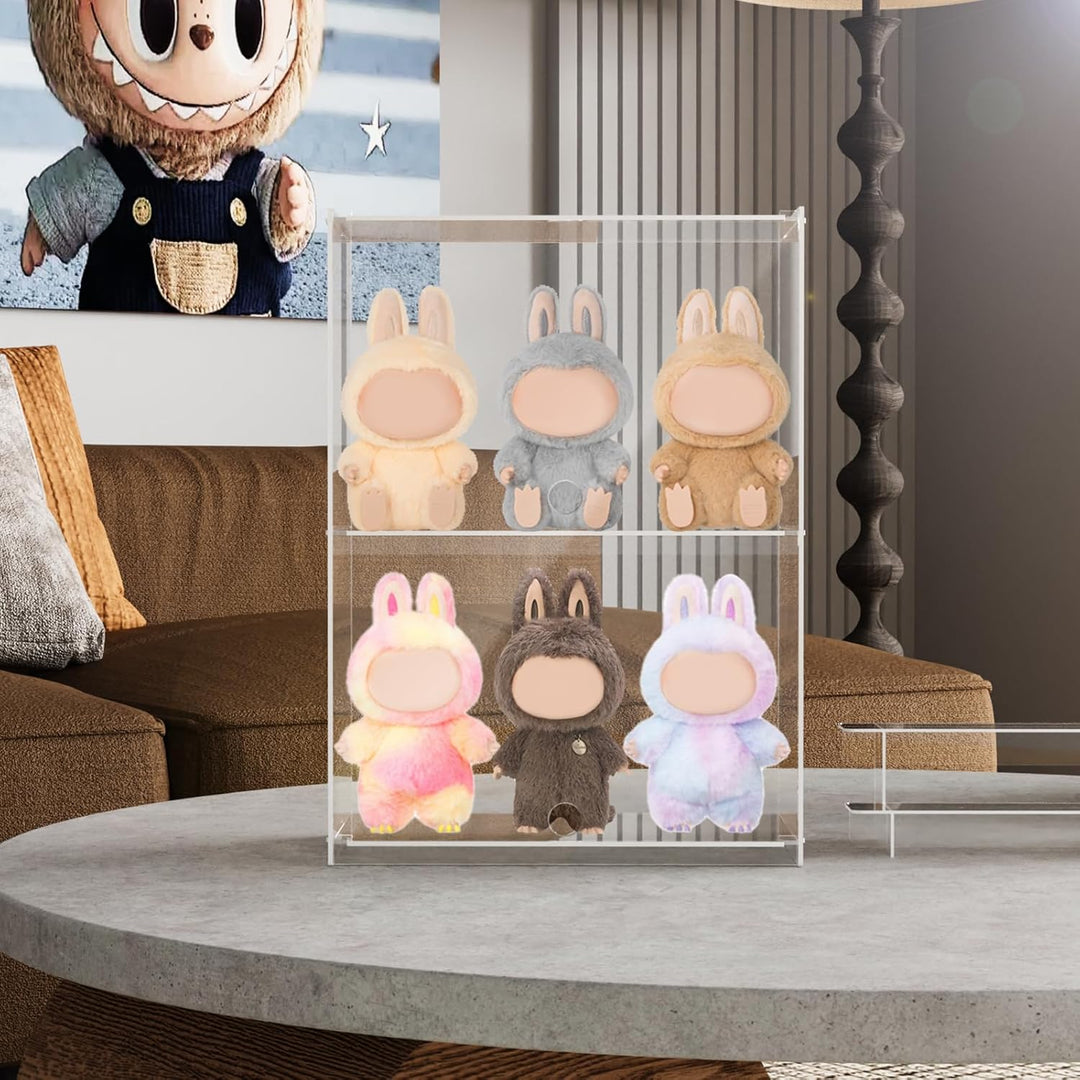 Nynelly 2-stöckige Acryl-Vitrine für Sammlerstücke, transparente Acryl-Vitrinen mit Tür und Regal, m