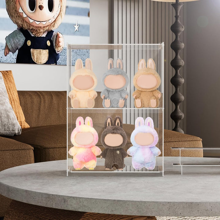 Nynelly 2-stöckige Acryl-Vitrine für Sammlerstücke, transparente Acryl-Vitrinen mit Tür und Regal, m