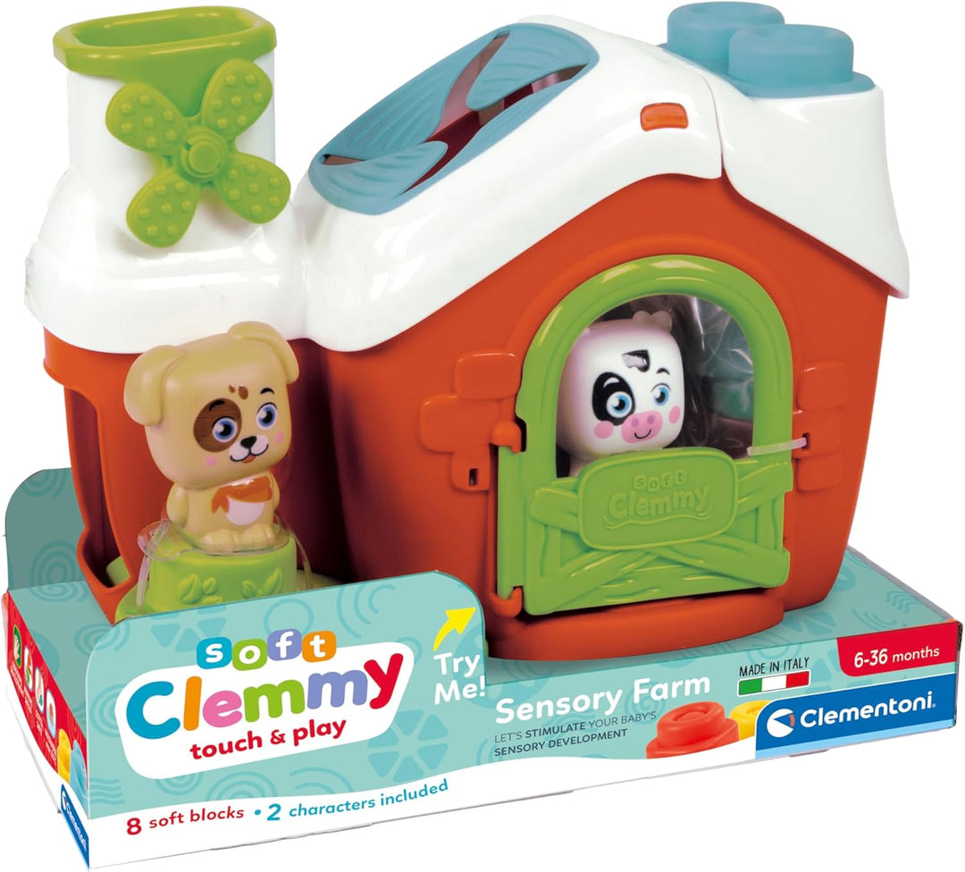 Clementoni Soft Clemmy Sensorische Farm - Mit weichen Bausteinen & Bauernhoftieren für Babys & Klein