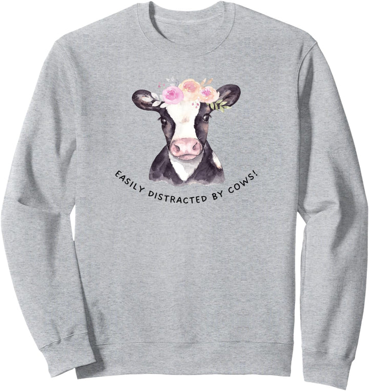 Leicht von Kühen abzulenken, Kuh für Damen und Mädchen mit Blumenkranz Sweatshirt