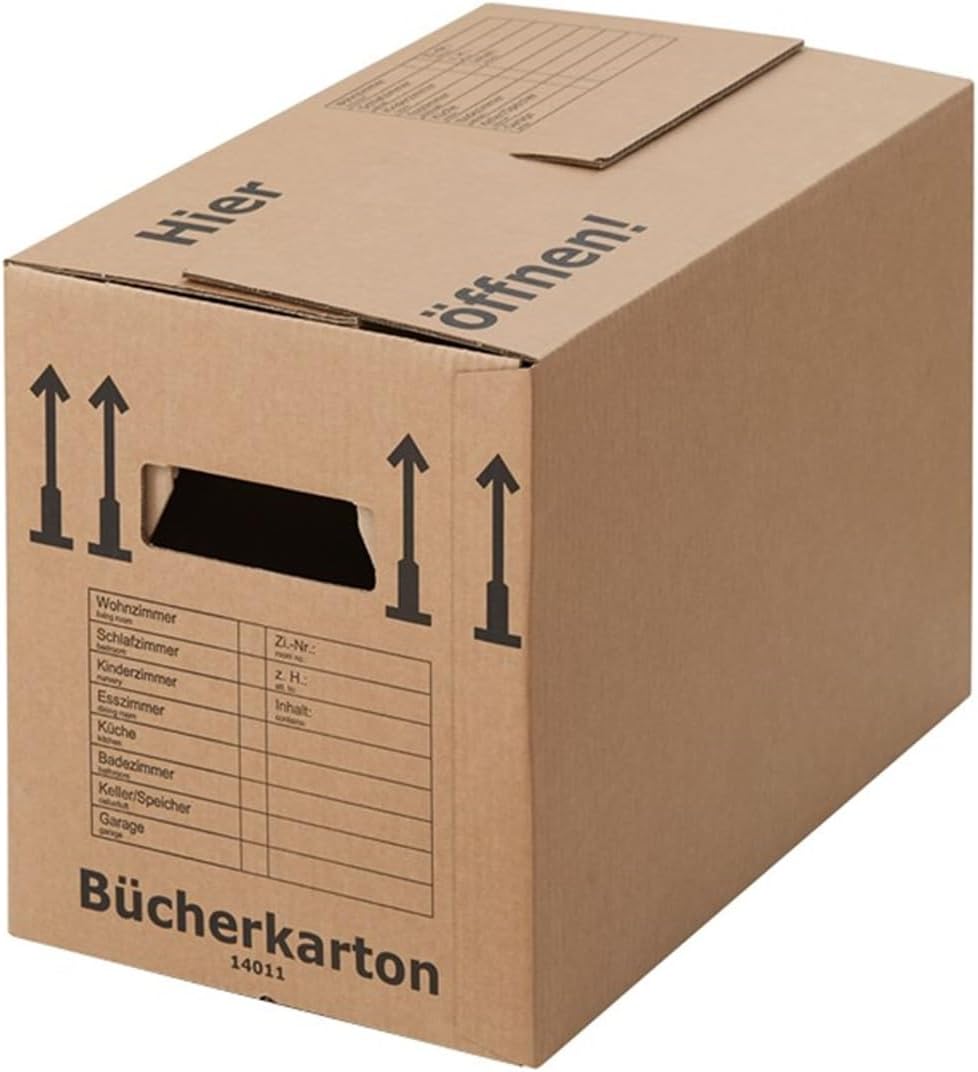 BB-Verpackungen 10 x Bücherkarton Profi aus recycelter Pappe (sehr stabil 2-wellig, doppelter Boden,