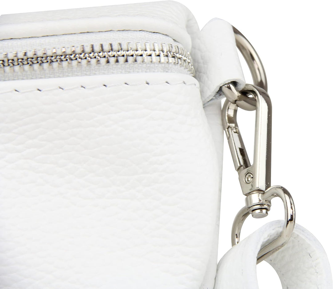 Frentree® Damen Echtleder Umhängetasche, Made in Italy, Crossbody Tasche Schultertasche mit silberne