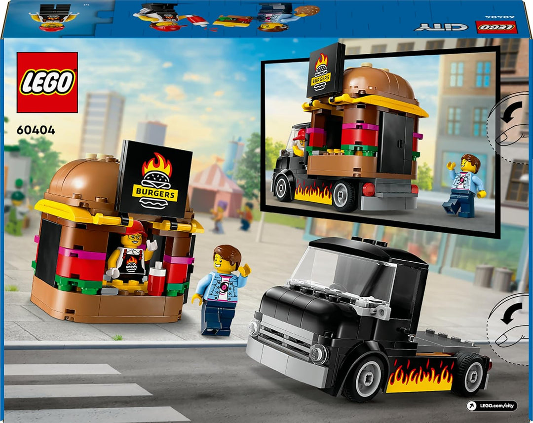 LEGO City Burger-Truck, Bauset mit Spielzeug-Auto für 5-jährige Kinder, Imbisswagen Minifigur und Zu