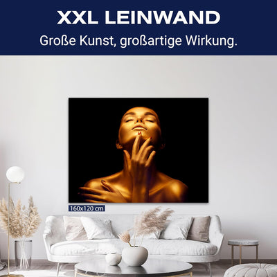 wandmotiv24 Leinwand-Bild Gold Collection, Grösse 40x30cm, Querformat, goldene Frau, Licht & Schatte