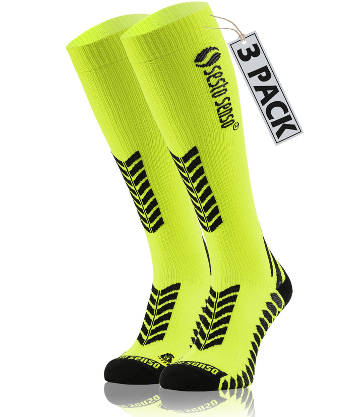 sesto senso 3 Paar Kompressionsstrümpfe Sport Damen Herren Bunt Hohe Sportsocken Laufsocken 35-38 3e