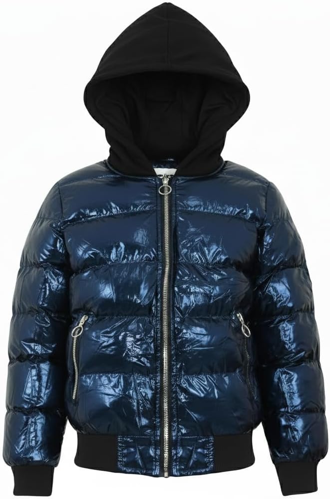 A2Z 4 Kids Mädchen Jungen Mode Shiny Gepolstert Jacke Metallisch Nasses Aussehen Bubble Mäntel Städt