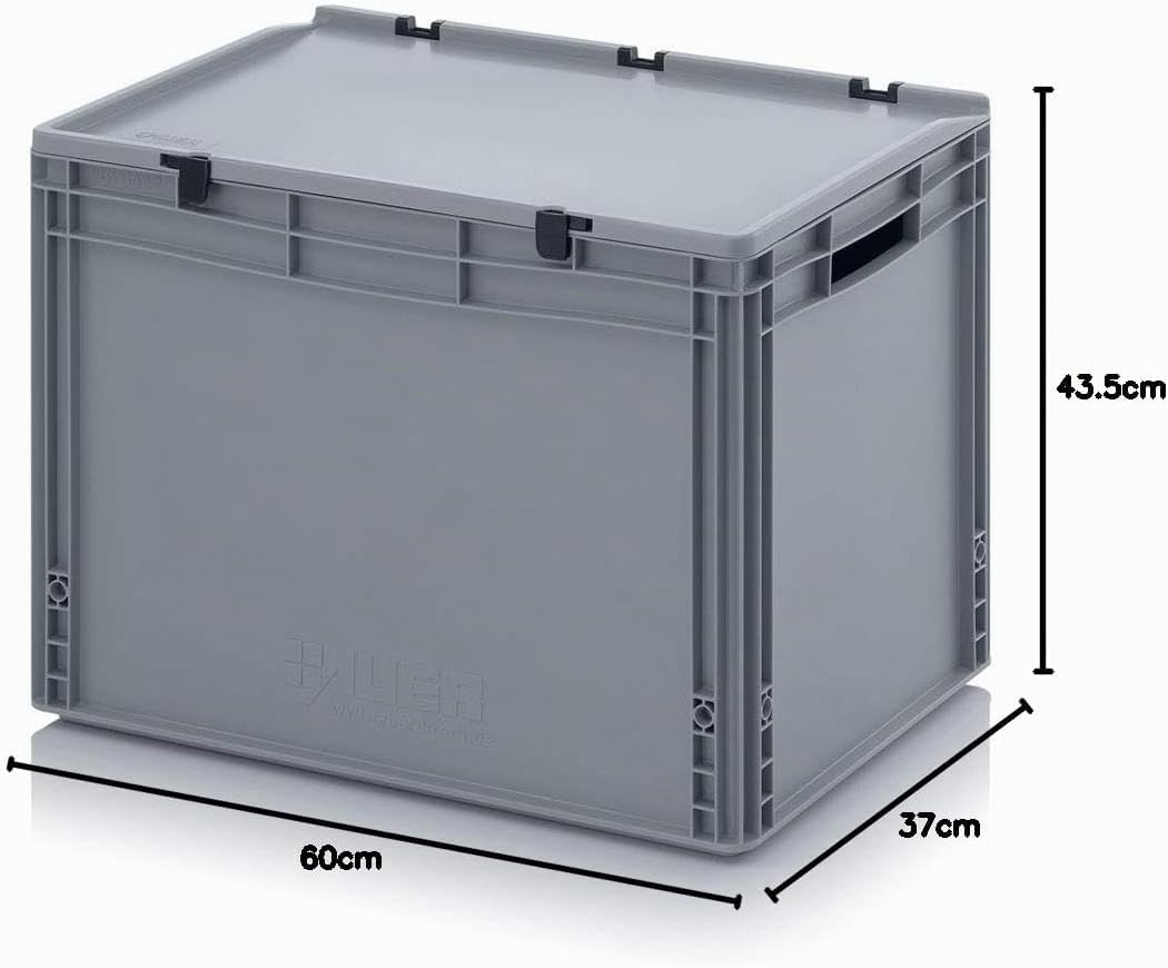 Auer Packaging Eurobehälter-Eurobox 60 x 40 x 43,5 cm mit offenen Griffen und Scharnierdeckel * Deck