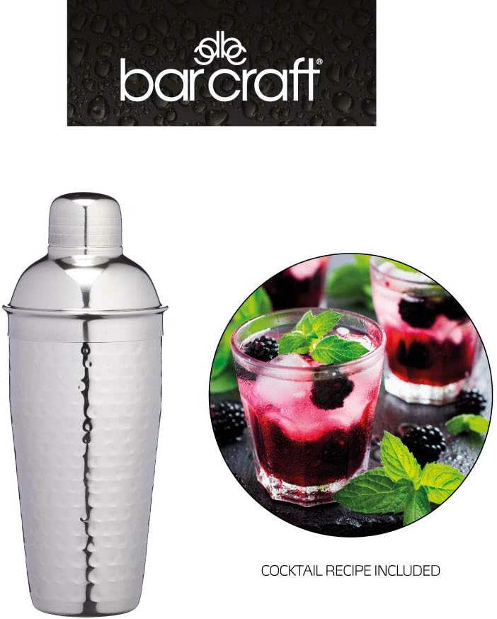 BarCraft, Luxuriöser Cocktail-Shaker in Deluxe-Silber für die Zubereitung von Cocktail-Mixgetränken,