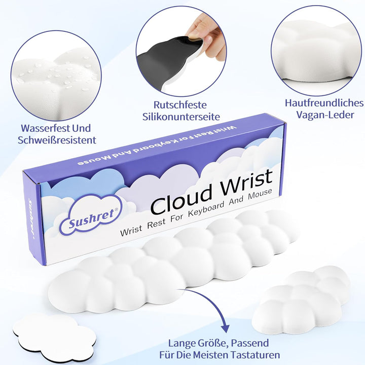 Sushret Wolke Handballenauflage Tastatur, Ergonomisches Wolke Handauflage Tastatur Mit PU Leder Memo