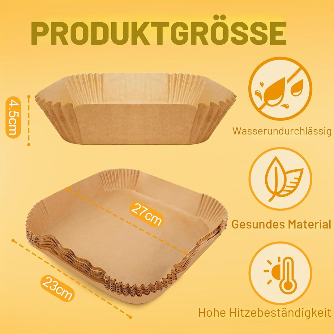 120 Stück 23-27cm Backpapier für Heissluftfritteuse, 7L-12L Airfryer Backpapier Antihaft Wasserdicht