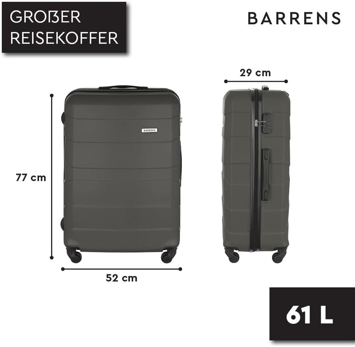 BARRENS Grosser Koffer | Aufgabegepäck | 77x52x29 cm | 90 L | 4x360 Grad Rollen | Flexibler Griff |
