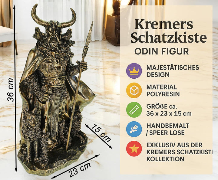 Kremers Schatzkiste Gott Odin mit seinen Raben Hugin + Munin + den Wölfen Geri und Freki