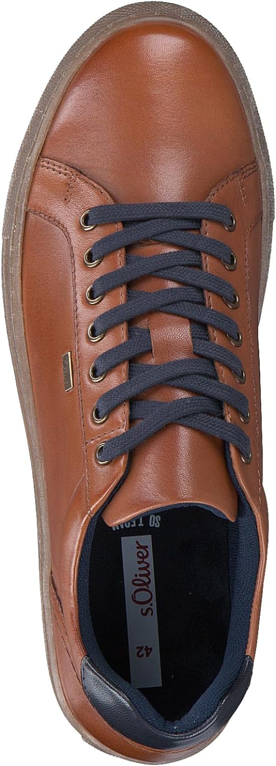 s.Oliver Herren Sneaker flach aus Leder zum Schnüren 41 EU Cognac, 40 EU