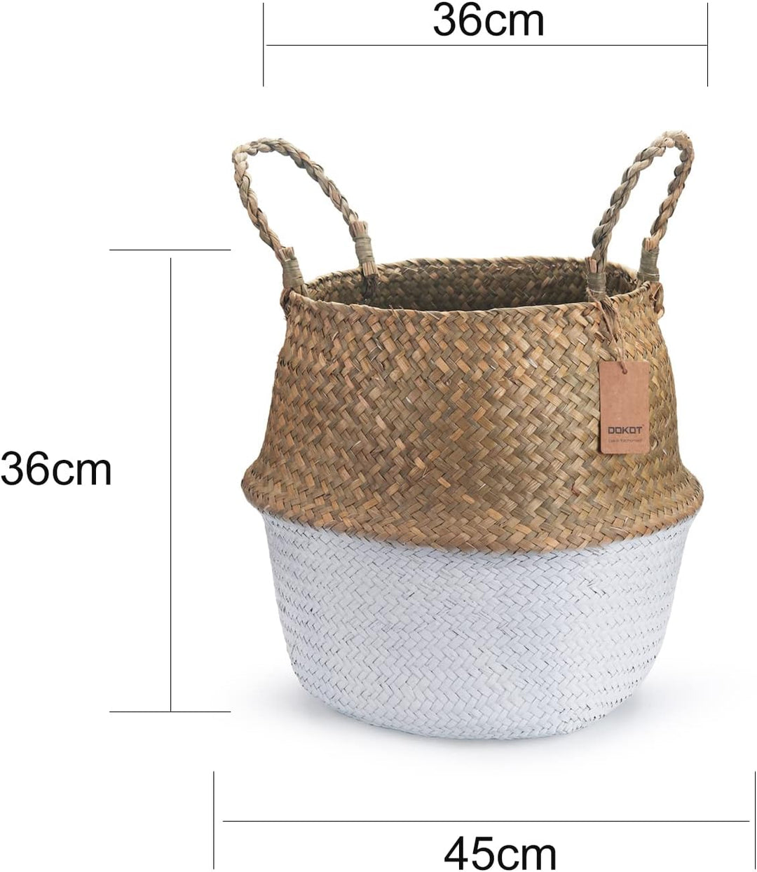 DOKOT Seegras Korb Blumentopf Naturkorb Gewebt Wäschekorb Mit Griff für Pflanze Spielzeug Aufbewahru